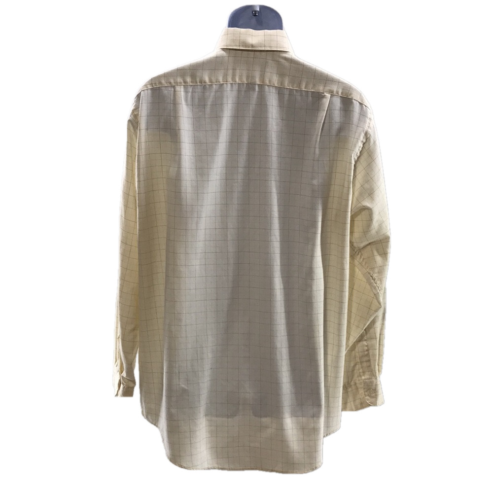 JOHN HENRY—VTG—Men’s Cream Plaid LS Twill Dress Shirt—16 1/2 Neck, 34/35 Sleeve - Picture 2 of 11